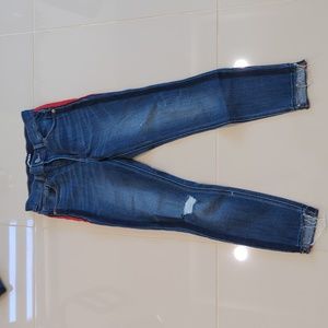 High waisted striped jeans